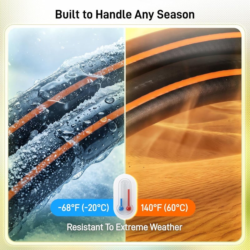 خرطوم حديقة، 100 قدم 5/8 بوصة خرطوم ماء مطاطي ثقيل، ضغط انفجار 550 PSI، موصلات دوارة مضادة للالتواء 360 درجة، مرن لجميع الأحوال الجوية، توصيلات نحاسية ذكر إلى أنثى 3/4 بوصة مانعة للتسرب - Image 5