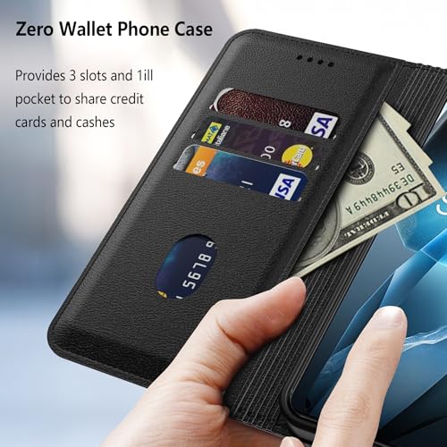 Aiziki for Oneplus 13 Flip Case PU Leather Flip Cover Wallet Case Protector with id Holder Card Slots Magnetic Closure Protective Phone Case Cover for Oneplus 13, Black - Image 3