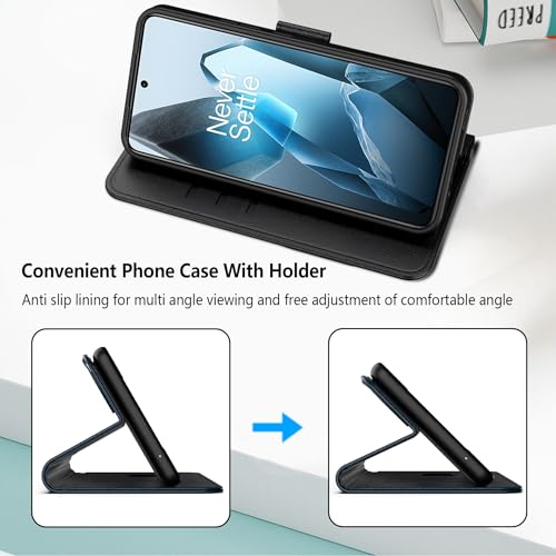Aiziki for Oneplus 13 Flip Case PU Leather Flip Cover Wallet Case Protector with id Holder Card Slots Magnetic Closure Protective Phone Case Cover for Oneplus 13, Black - Image 4