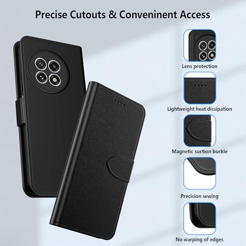 Aiziki for Oneplus 13 Flip Case PU Leather Flip Cover Wallet Case Protector with id Holder Card Slots Magnetic Closure Protective Phone Case Cover for Oneplus 13, Black - Image 5
