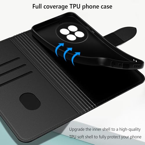 Aiziki for Oneplus 13 Flip Case PU Leather Flip Cover Wallet Case Protector with id Holder Card Slots Magnetic Closure Protective Phone Case Cover for Oneplus 13, Black - Image 2
