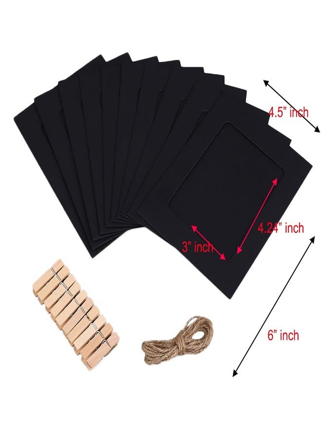 Desi Rang 10 pcs Hanging Photo Frame with wooden clips and jute Rope (Outer Size 6" x 4.5" inch, Inner Size 4.25" x 3" inch) Khakhi Wall Photo Display for Home, Bedroom & Living Room decor gift DIY - Image 4