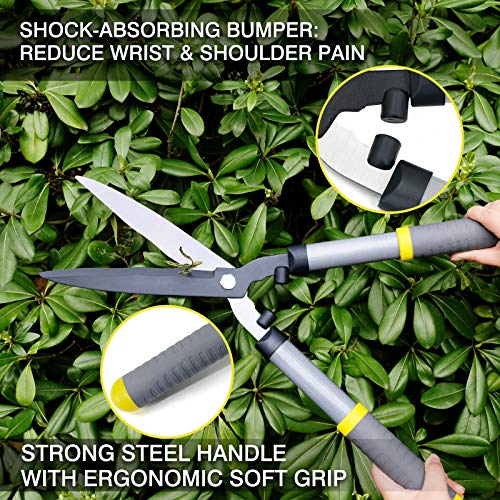 Colwelt Hedge Clippers 21'', Hedge Shears for Trimming Borders, Boxwood, and Bushes, Hedge Gardening Shears with Carbon Steel Sharp Blades & Ergonomic Comfortable Handle - Image 5