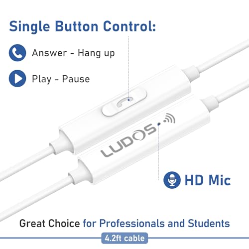 LUDOS FEROX Wired Earbuds in-Ear Headphones, 5 Year Warranty, Earphones with Microphone, Noise Isolation Corded for 3.5mm Jack Ear Buds for iPhone, Samsung, Computer, Laptop, Kids, School Students - Image 4