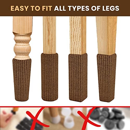 IAMZAY 16/24/32 Pcs Brown Chair Leg Socks – Premium Furniture Protectors for Hardwood Floors, Non-Slip & High Elastic Fit, Easy-to-Install Bar Stool Covers & Floor Pads - Image 5