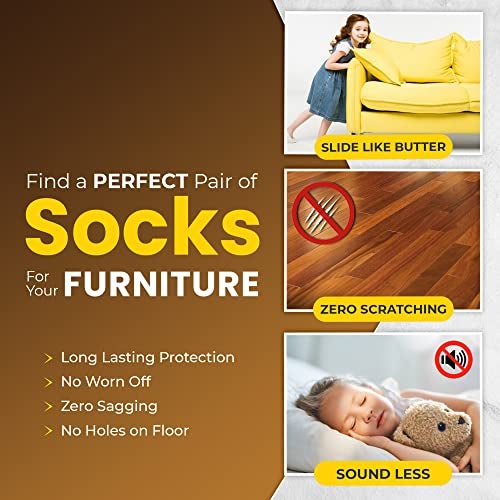 IAMZAY 16/24/32 Pcs Brown Chair Leg Socks – Premium Furniture Protectors for Hardwood Floors, Non-Slip & High Elastic Fit, Easy-to-Install Bar Stool Covers & Floor Pads - Image 4