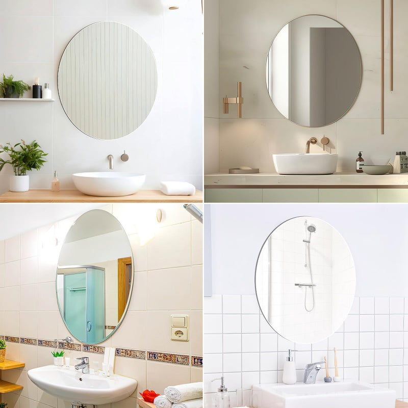 JUNEBRUSHS Oval Mirror, Acrylic Oval Bathroom Mirrors Unbreakable Frameless Wall-Mounted Mirrors for Wall Bedroom Home Decor - Image 3