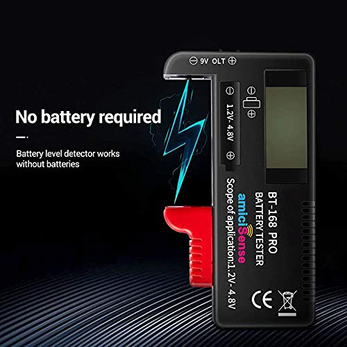 amiciSense Digital Battery Tester Bt-168 Pro Voltage Indicator For 1.2V-4.8V Aa Aaa C D 9V 3V 18650 16340 14500 Lithium Battery, Battery_powered, Black - Image 3
