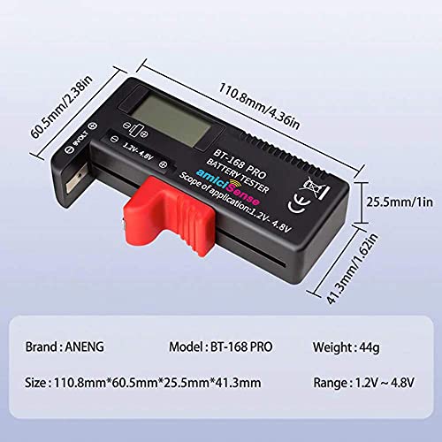 amiciSense Digital Battery Tester Bt-168 Pro Voltage Indicator For 1.2V-4.8V Aa Aaa C D 9V 3V 18650 16340 14500 Lithium Battery, Battery_powered, Black - Image 2