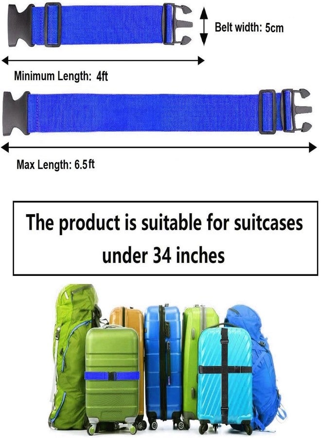 BASRI Luggage Belt Suitcase Strap - Pack of 6 | Heavy Duty Material | Adjustable Travel Belt for Suitcase | Fits to luggages | Protect Your Belongings (Blue) - Image 2