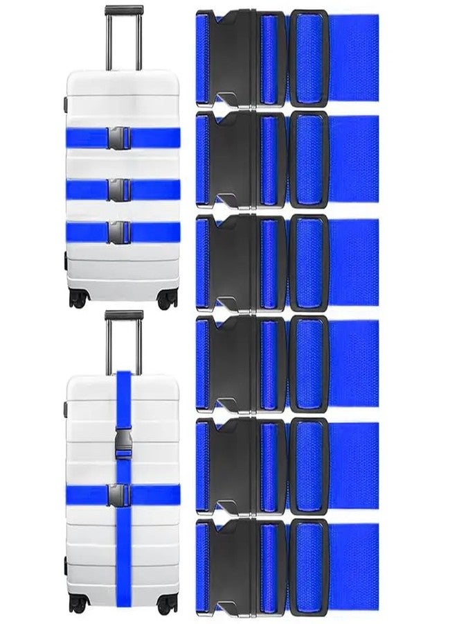 BASRI Luggage Belt Suitcase Strap - Pack of 6 | Heavy Duty Material | Adjustable Travel Belt for Suitcase | Fits to luggages | Protect Your Belongings (Blue) - Image 1