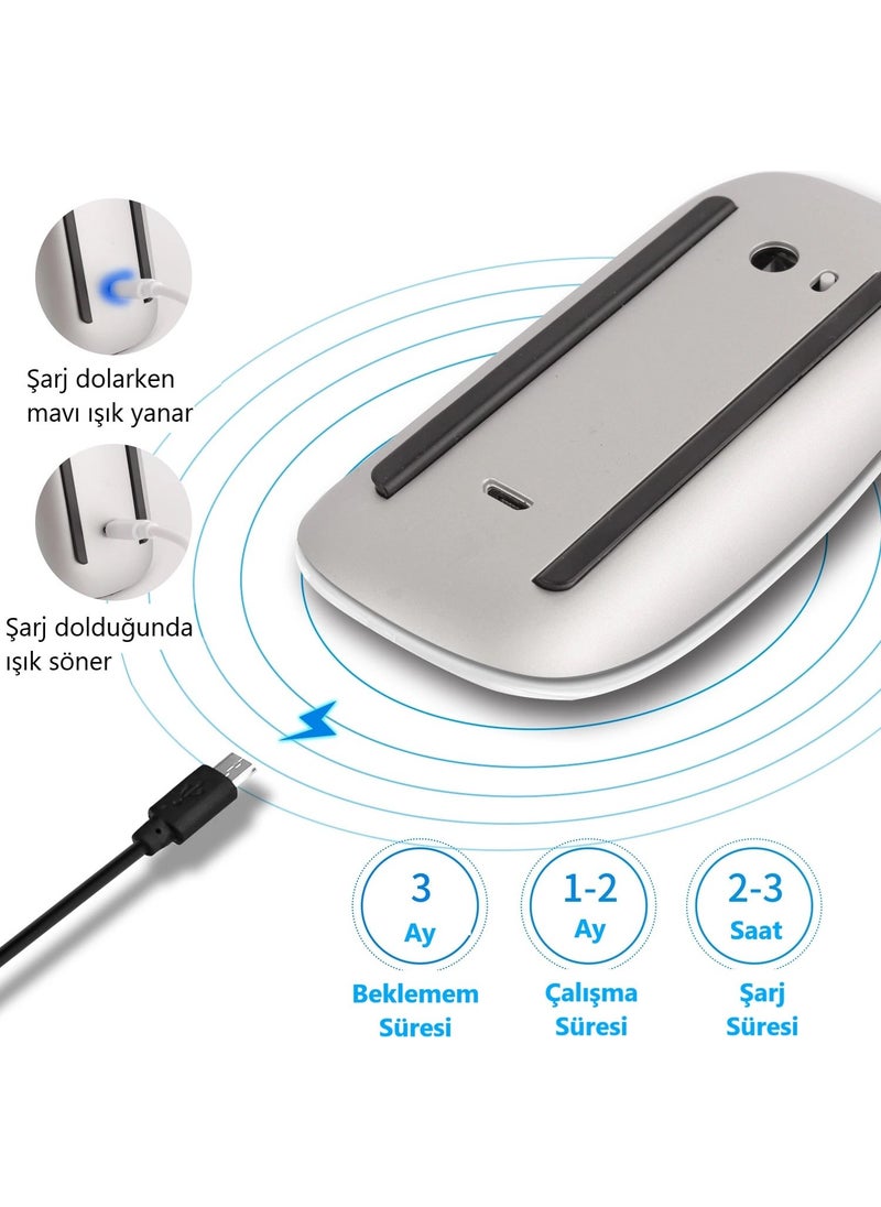 Duhaline - Bluetooth Touch Rechargeable Mouse Silent Touch Wireless Mouse Compatible with Tablet Phone and Computer - Image 1