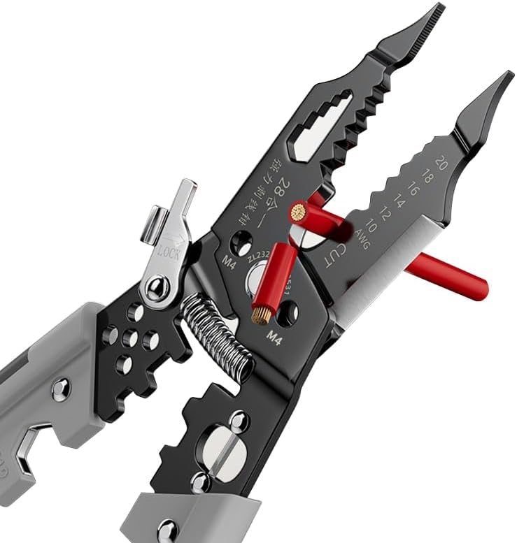 FALONG Wire Stripping Crimping Cutting Winding and Screwing Pliers with Safety LockMultifunction wire strippers electeical8Inch Wire Crimping Toolfor StrippingCutting and Crimping 28 in 1 - Image 3