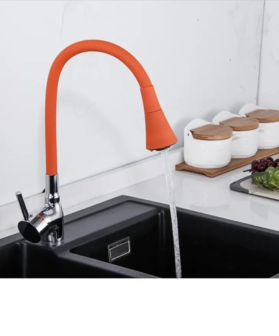 Gyanadh Faucet Pipe Brass Swan Neck Tap with 360degree Flexible Silicone Swivel Spout for Kitchen Sink and Wash Basin Dual Flow Hot Cold Water Tap Kitchen Sink Faucet - Image 5