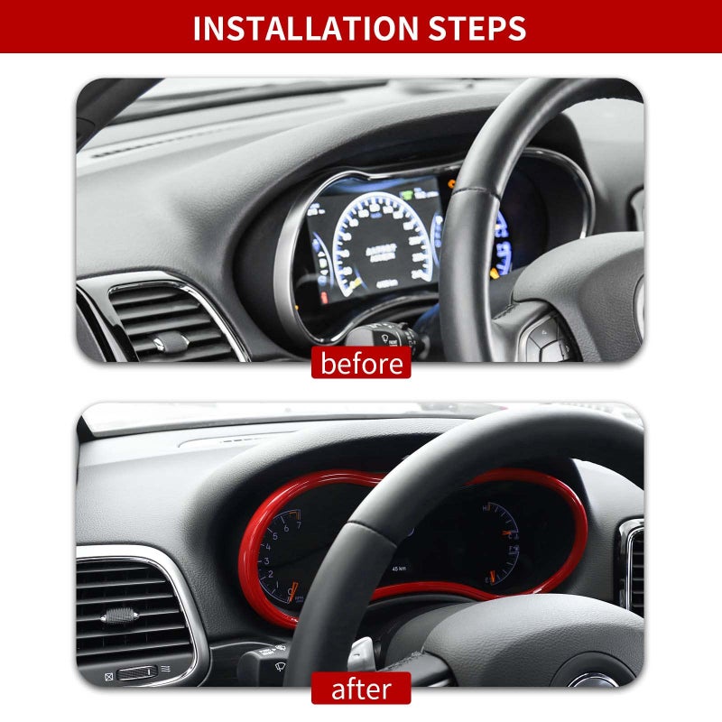 Hoolcar Hoolcar Central Control Dashboard Bezel Cover for 2014-2021 Jeep Grand Cherokee, ABS Interior Accessories, Red  - Image 2