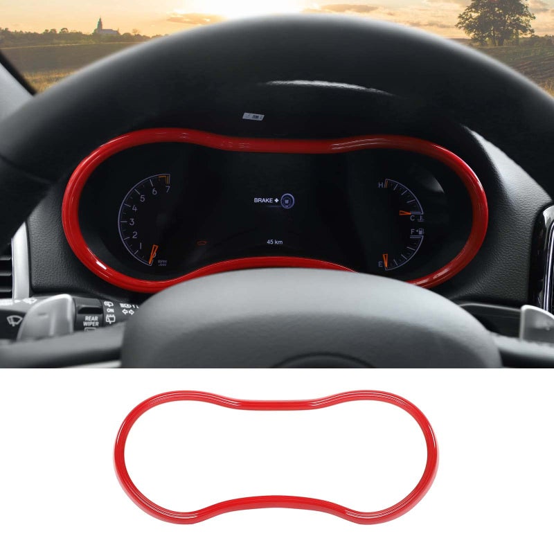 Hoolcar Hoolcar Central Control Dashboard Bezel Cover for 2014-2021 Jeep Grand Cherokee, ABS Interior Accessories, Red  - Image 1