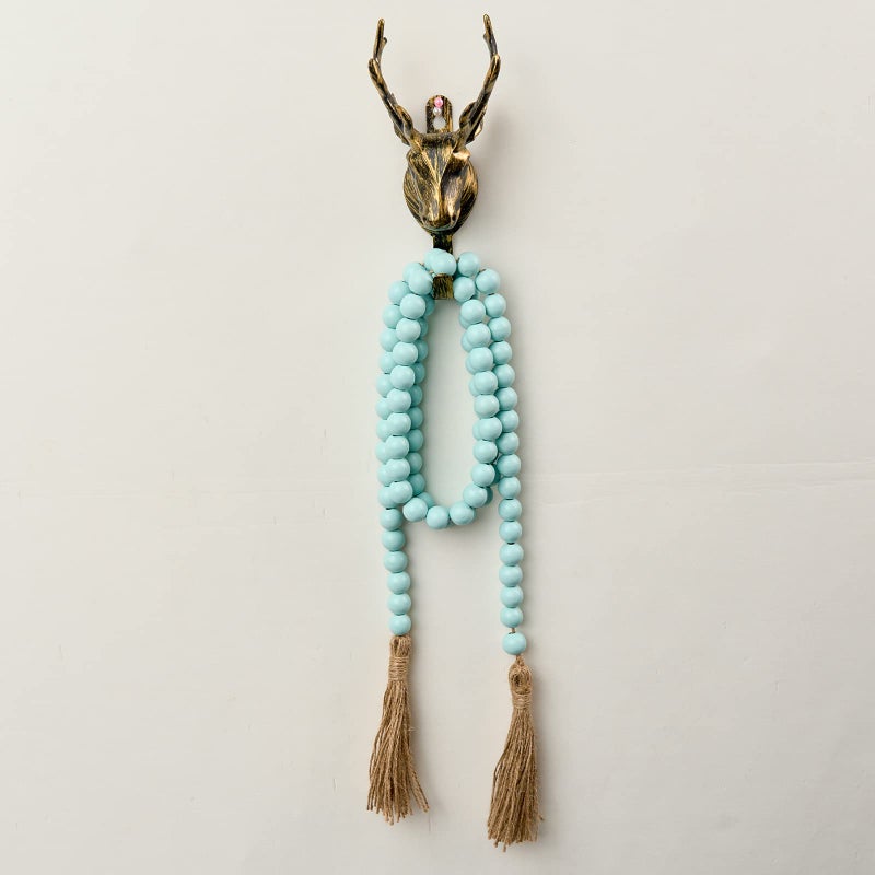 OMISHE 59in Wood Bead Garland with Tassels, Decorative Beads, Farmhouse Wooden Beads Garland for Wall Hanging Home Festival Decor, Aqua, Teal - Image 5