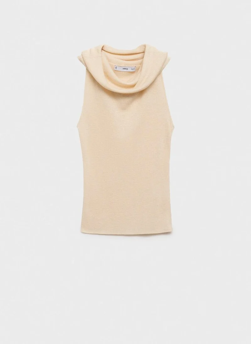 MANGO Knitted Top With Draped Neck