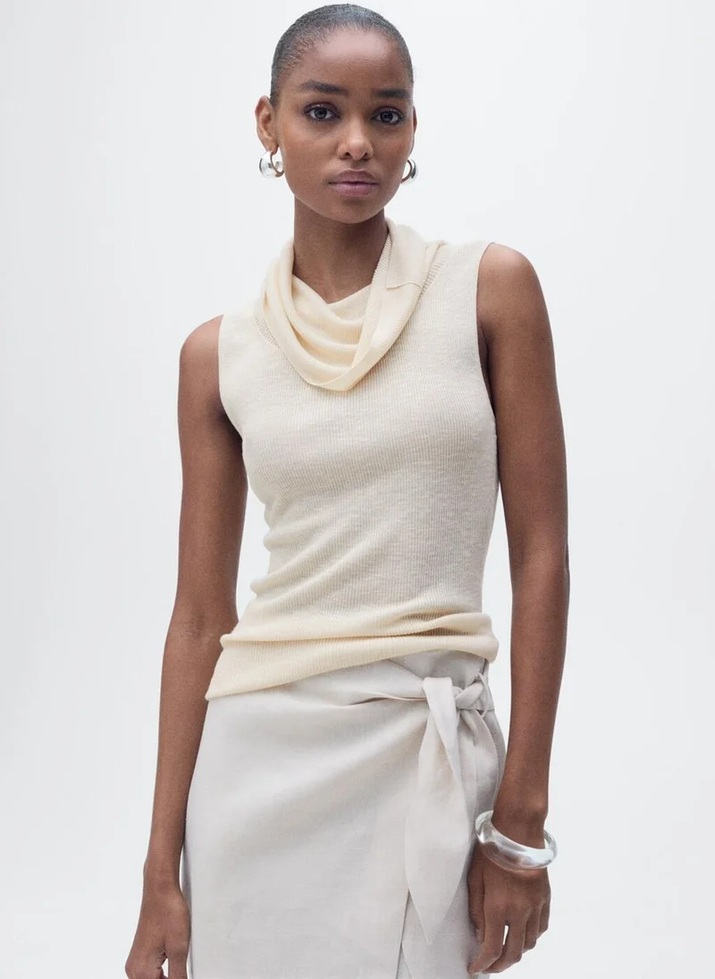 مانجو Knitted Top With Draped Neck