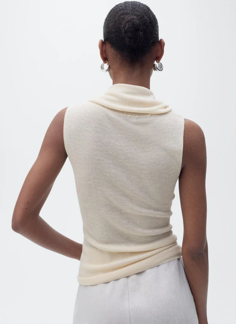 مانجو Knitted Top With Draped Neck