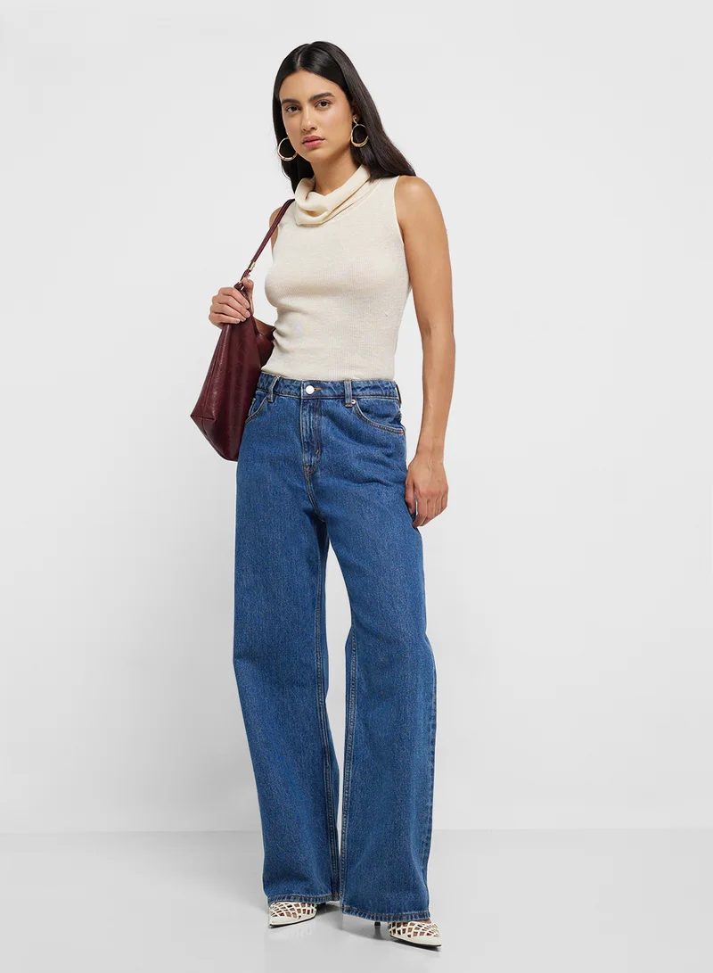 MANGO Knitted Top With Draped Neck