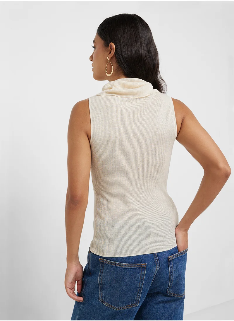 مانجو Knitted Top With Draped Neck