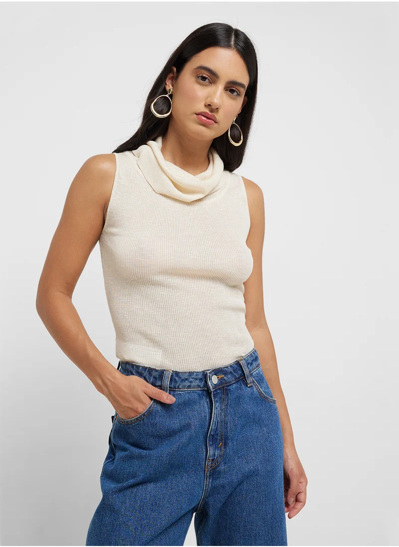 مانجو Knitted Top With Draped Neck