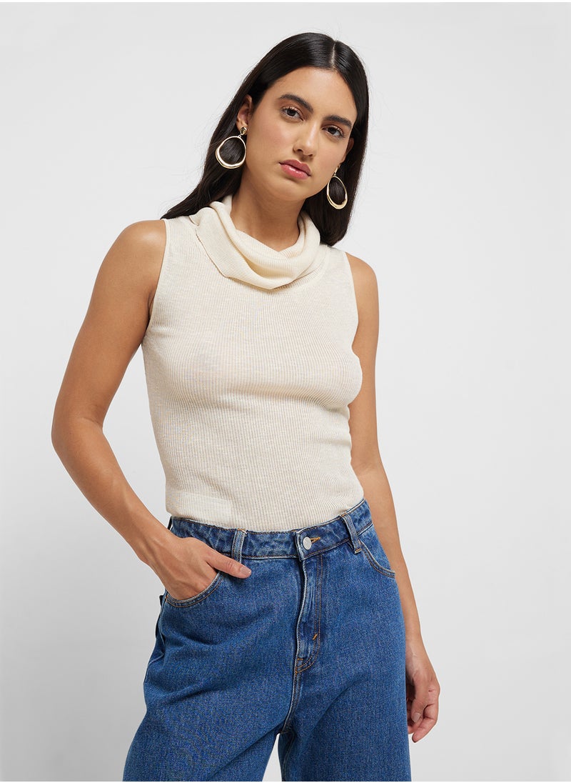 MANGO Knitted Top With Draped Neck  - Image 1