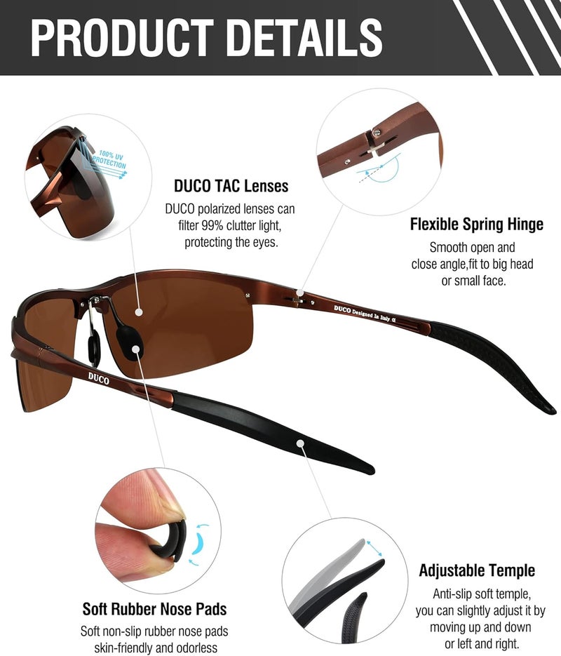 Duco Mens Sports Polarized Sunglasses UV Protection Sunglasses for Men 8177s - Image 4
