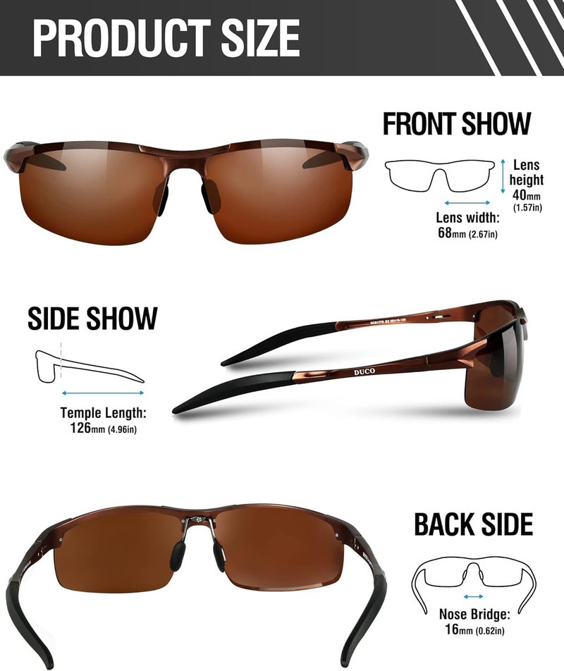 Duco Mens Sports Polarized Sunglasses UV Protection Sunglasses for Men 8177s - Image 3