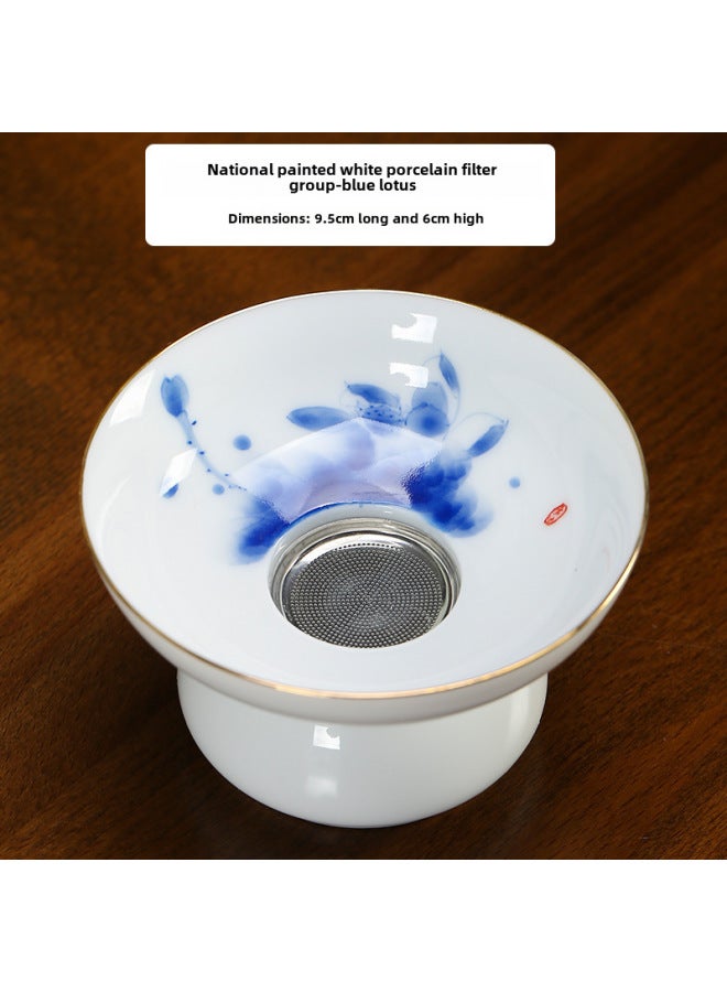 Hand-painted Gold Underglaze Color Tea Leakage Sheep Fat Jade Ceramic Tea Filter Tea Maker Tea Filter Tea Set Tea Ceremony Accessories