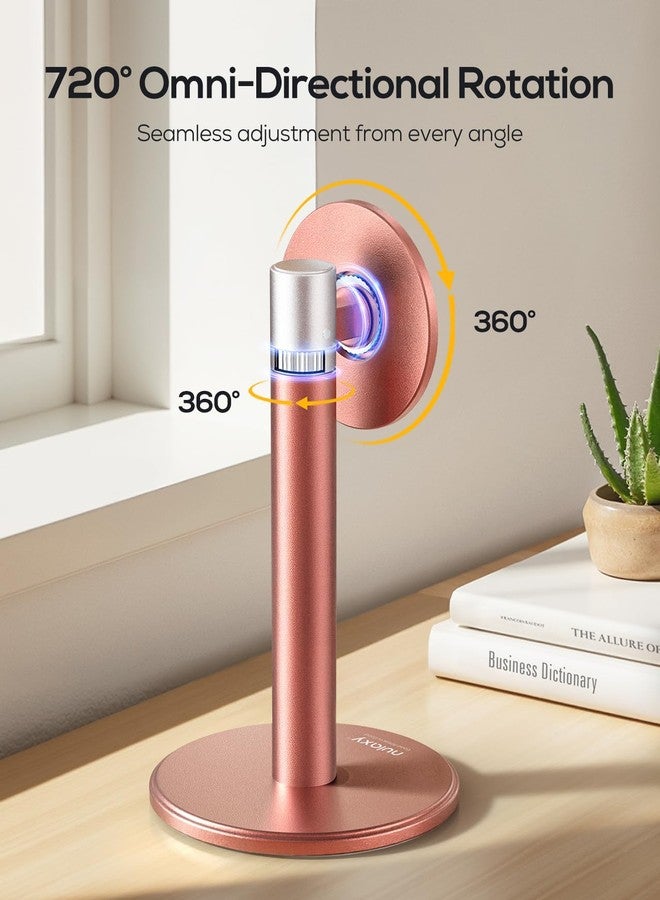 Nulaxy Magnetic Full Aluminum Phone Stand, 360 Rotating Cell Phone Stand for Desk with Metal Ring, Adjustable Phone Holder Compatible with Phone 17 16 15 14 Pro Max and MagSafe Case, Pink - Image 3