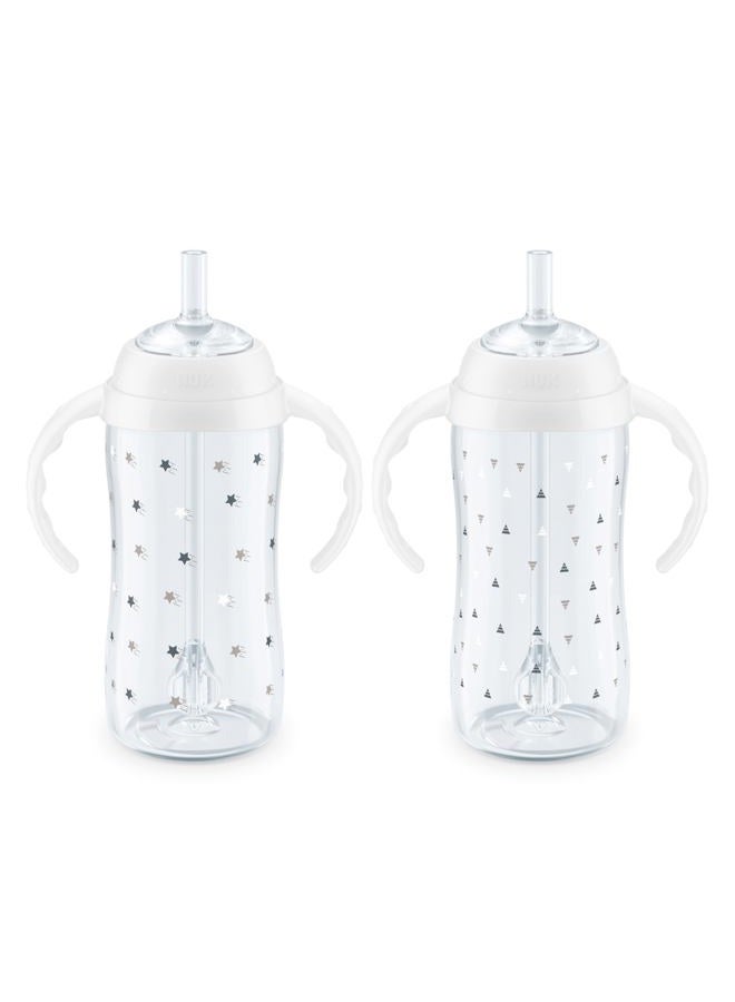 NUK Learner Straw Cup, 10oz, 2-Pack - Toddler Sippy Cup with Soft Straw for Easy Drinking, Suitable for Ages 8 Months and Up, Timeless Collection - Image 1
