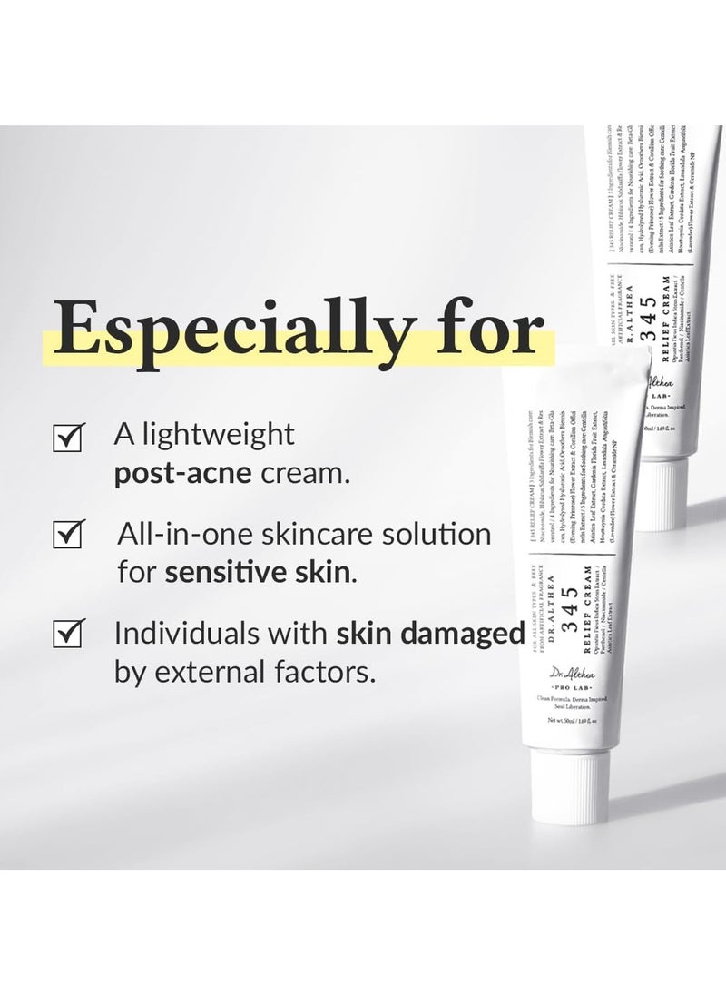 Dr.althea Dr.Althea 345 Relief Cream 50ml | Daily Face Moisturizer | Blemish Relief Care | Soothing Recovery & Moisture with Niacinamide, Panthenol | Korean Vegan Skincare for All Skin Types / 1.69 fl. oz  - Image 4