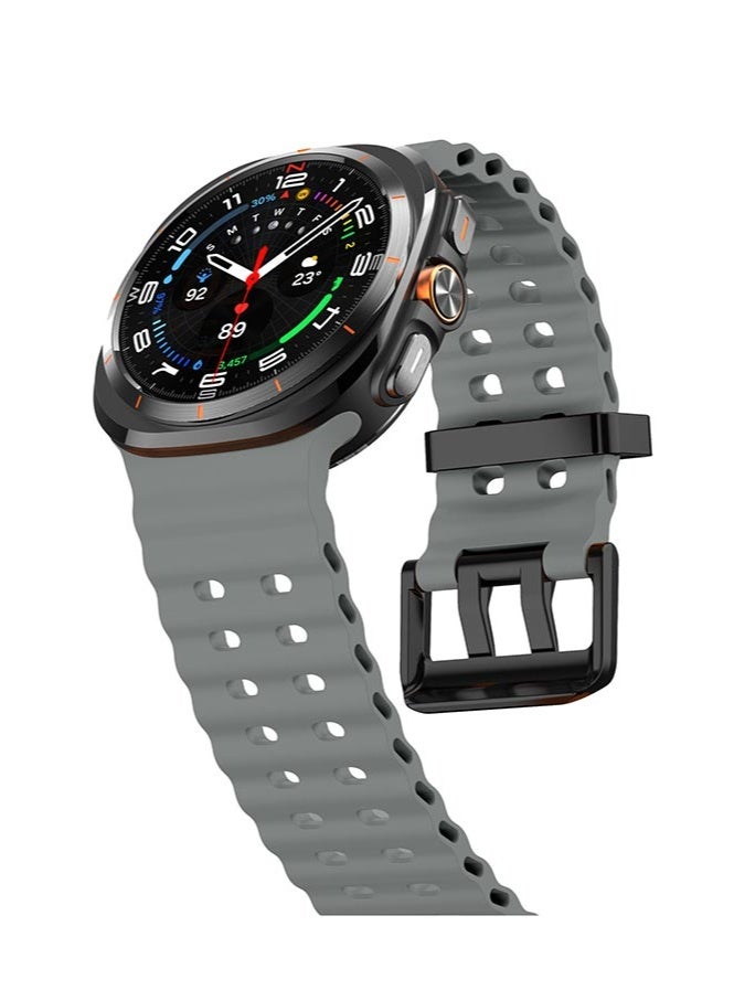 HL-Tech Samsung Galaxy Watch Ultra 47mm Soft Silicone Replacement Strap - High Quality, Lightweight, Stylish & Durable - Easy Installation - Replacement Strap for Samsung Galaxy Watch Ultra 47mm Grey - Image 3
