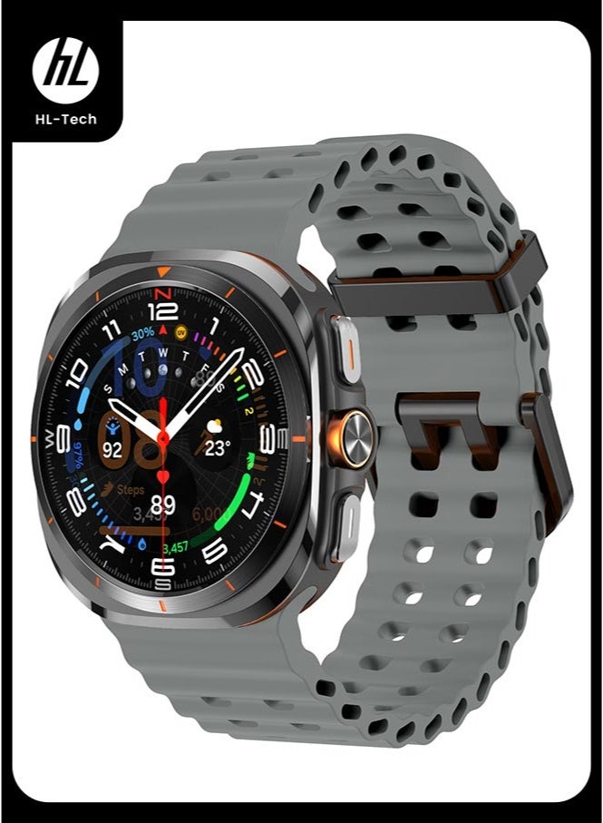 HL-Tech Samsung Galaxy Watch Ultra 47mm Soft Silicone Replacement Strap - High Quality, Lightweight, Stylish & Durable - Easy Installation - Replacement Strap for Samsung Galaxy Watch Ultra 47mm Grey - Image 1