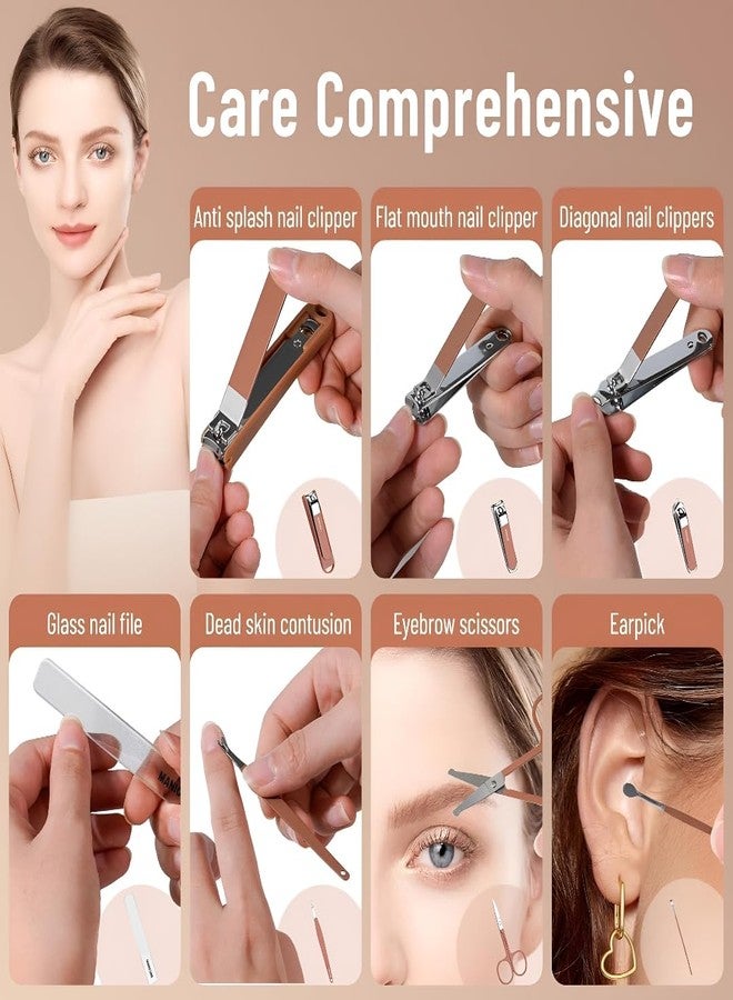 Click Charm مجموعة مقص أظافر محمولة 8 في 1، طقم مانيكير وباديكير احترافي للرجال والنساء والبالغين، مقص أظافر يدوي حاد من الفولاذ المقاوم للصدأ لأظافر اليدين والقدمين، طقم سفر مثالي كهدية - Image 5