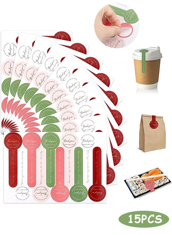 Photon 15 قطعة من ملصقات ختم الخبز المصنوعة يدويًا للطعام، ملصقات مقاومة للعبث، لأكياس المعجنات والمصاصات والحلوى والكعك وما إلى ذلك - Image 1