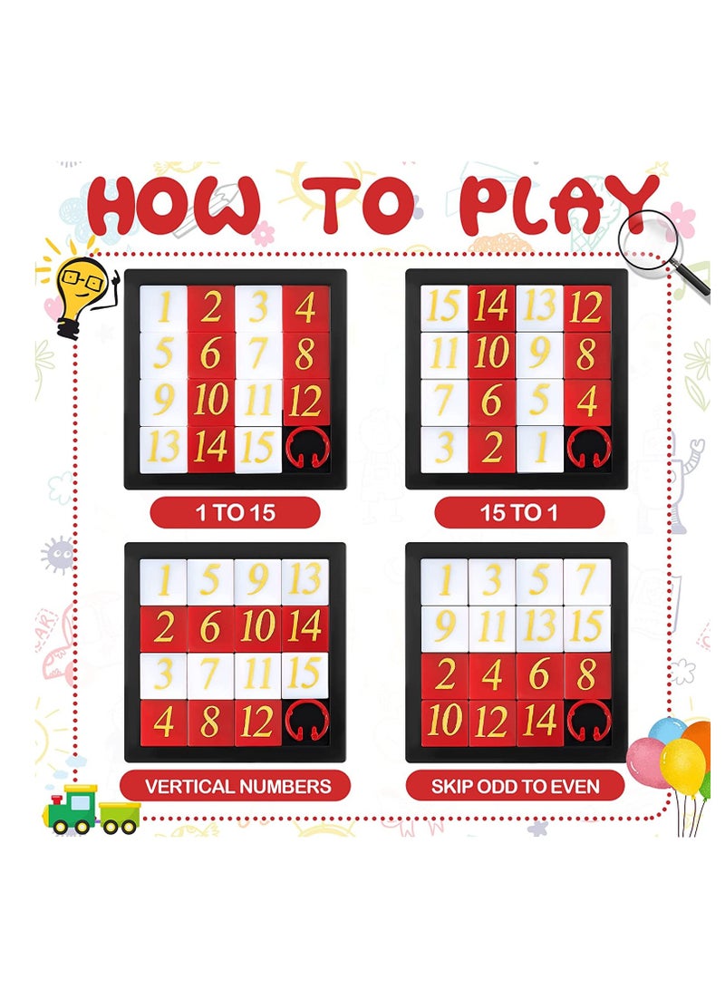 KASTWAVE Number Slide Puzzles, 15 Puzzle Slide Game Number Slide Brain Teaser, IQ Educational Learning Tool, Number Learning Educational Toys for Party Favor, 2.6 x 2.6 Inch, 12 Pcs - Image 3