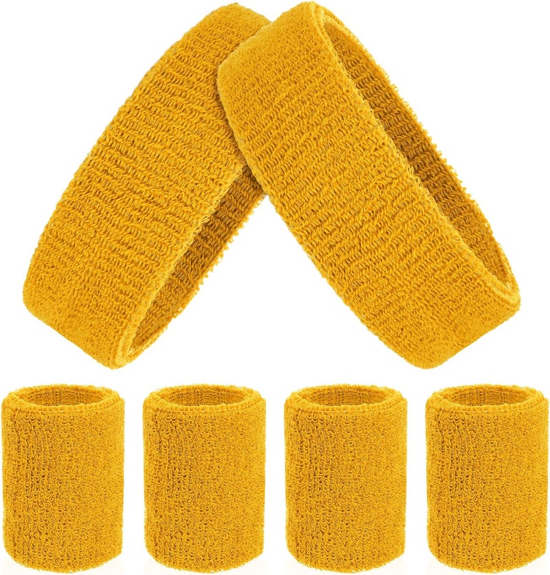 Aster 6pcs Headband Wristband Set, Including 2pcs Sports Headband and 4pcs Wristband Sports Band Colorful Striped Sweatband for Men and Women Basketball Soccer Yoga Badminton Tennis Volleyball Golf - Image 1