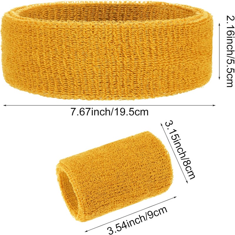 Aster 6pcs Headband Wristband Set, Including 2pcs Sports Headband and 4pcs Wristband Sports Band Colorful Striped Sweatband for Men and Women Basketball Soccer Yoga Badminton Tennis Volleyball Golf - Image 4