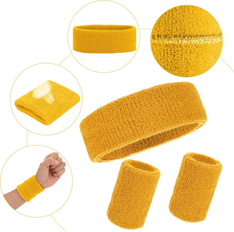 Aster 6pcs Headband Wristband Set, Including 2pcs Sports Headband and 4pcs Wristband Sports Band Colorful Striped Sweatband for Men and Women Basketball Soccer Yoga Badminton Tennis Volleyball Golf - Image 3