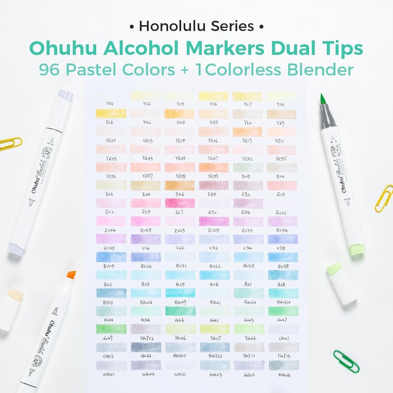 Ohuhu Pastel Markers Brush Tip - 48 Double Tipped Alcohol Markers Set for Artists - Sweetness + Blossoming - Image 5