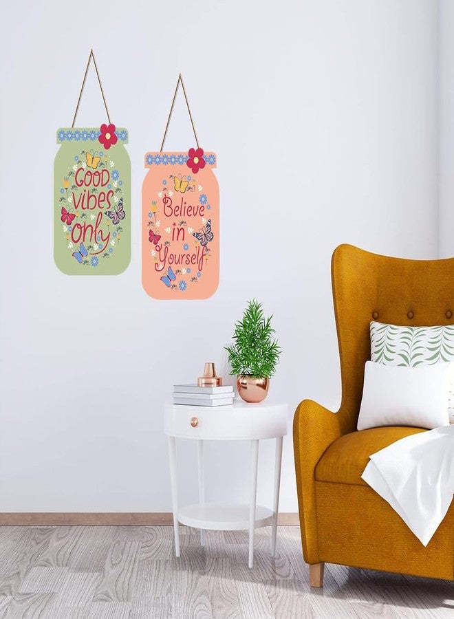 Kaameri Bazaar Good Vibes Quote Decorative Wall Art MDF Wooden Wall Hanger for Living Room | Bedroom | Office | Gift | Wall Hanging For Home Decoration | Home Decor Items .(Set of 2) - Image 5