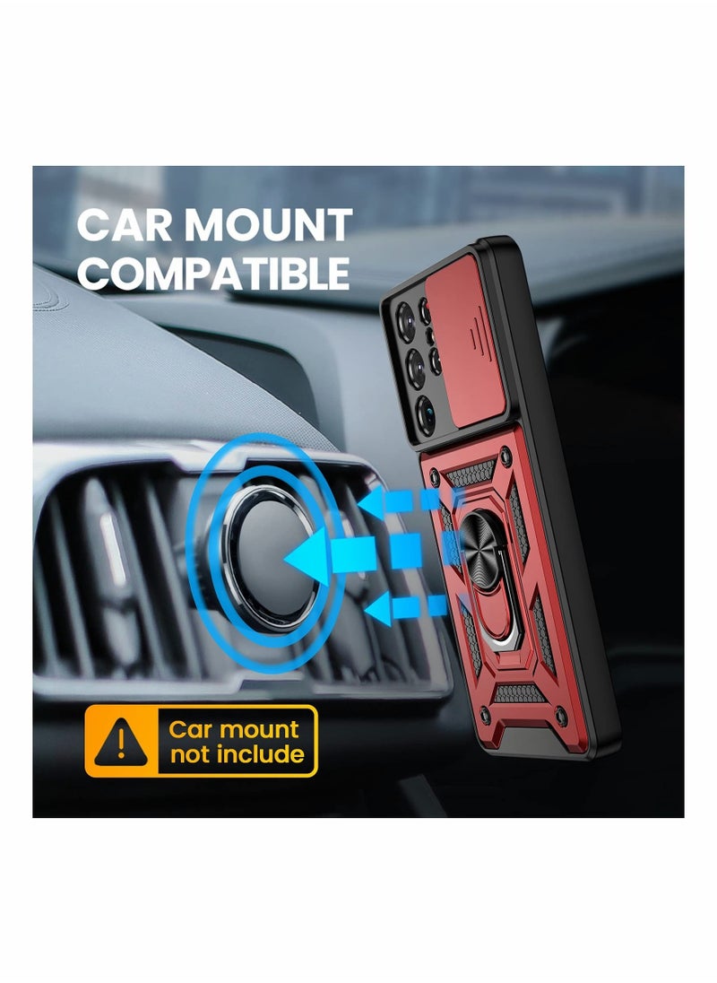 Excefore - Phone Case Compatible for Galaxy S21 Ultra Case with S21 Ultra 5G Kickstand Case with Slide Camera Cover Built-in 360° Rotate Ring Stand Magnetic Cover Case for S21 Ultra 6.8 Inch - Image 1