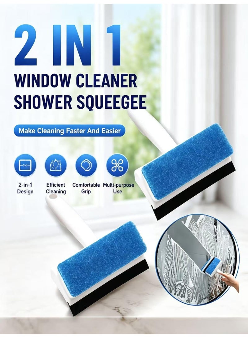 2pcs Double-Sided Cleaning Brush and Glass Squeegee Set for Bathroom Tiles, Windows, and Wall Surfaces, Household Multi-use Window Cleaner with Sturdy Bristles for Kitchen - Image 2