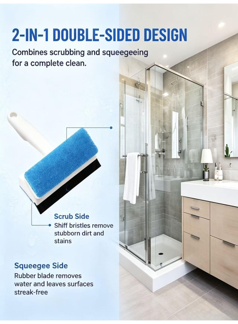 2pcs Double-Sided Cleaning Brush and Glass Squeegee Set for Bathroom Tiles, Windows, and Wall Surfaces, Household Multi-use Window Cleaner with Sturdy Bristles for Kitchen - Image 5