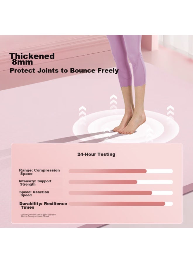 JD.com Jd Jingzao Fitness Jump Rope Mat, Yoga Mat, Thickened Soundproof, Extra Large Exercise Mat, 190*120cm, For Men And Women, Home Use, 8mm, Pink - Image 4