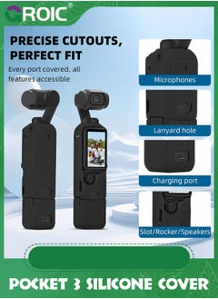 GROIC Black Pocket 3 Silicone Cover, Protective Case Lens Protector Scratch-Resistant Sleeve Skin Compatible with DJI OSMO Pocket 3 Creator Combo Accessories  - Image 4