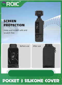 GROIC Black Pocket 3 Silicone Cover, Protective Case Lens Protector Scratch-Resistant Sleeve Skin Compatible with DJI OSMO Pocket 3 Creator Combo Accessories  - Image 2